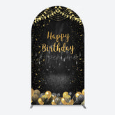 Aperturee - Aperturee Gold Balloons Glitter Bokeh Birthday Arch Backdrop
